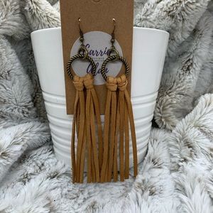 Leather fringe earring
